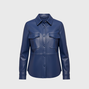 Leather Blue Shirt Jackets