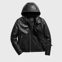 Mens Black Leather Jackets Hood