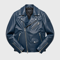 Mens Blue Biker Leather Jackets