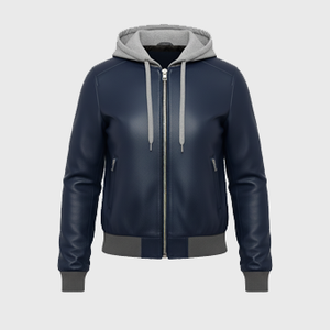 Mens Blue Hooded Bomber Jackets