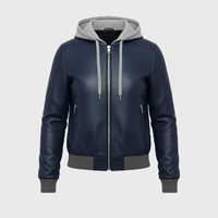 Mens Blue Hooded Bomber Jackets
