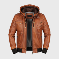 Mens Brown Leather Jackets Hood