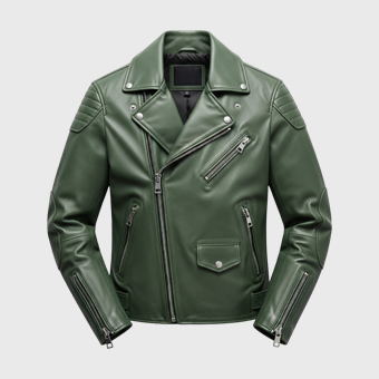 Mens Green Biker Leather Jackets