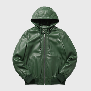 Mens Green Hooded Bomber Jackets