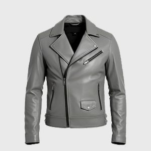 Mens Grey Biker Leather Jackets