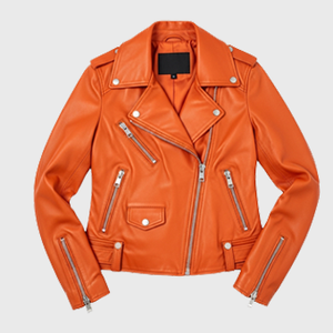 Mens Orange Biker Leather Jackets