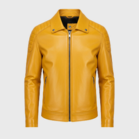Mens Yellow Biker Leather Jackets
