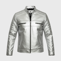 Mens Silver Cafe Racer Jackets
