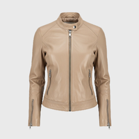 Womens Beige Leather Jackets