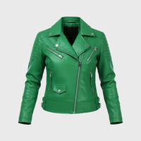 Womens Green Biker Leather Jackets