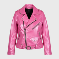 Womens Pink Biker Leather Jackets