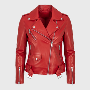 Womens Red Biker Leather Jackets