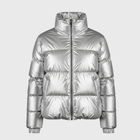 Womens Silver Puffer Jackets