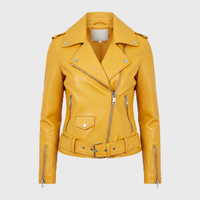Womens Yellow Biker Leather Jackets