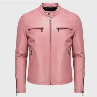 Mens Pink Cafe Racer Jackets