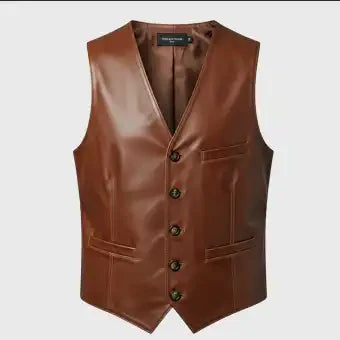 Women Brown Leather Vests