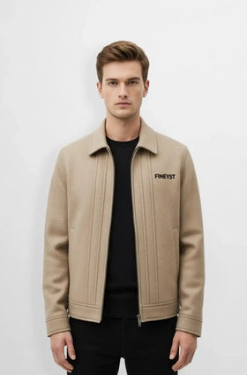 Beige Wool bomber jacket