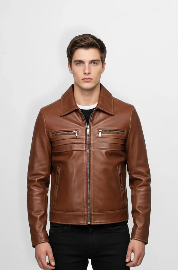 Brown Leather Bomber Jacket Classic Style and Durable Appeal