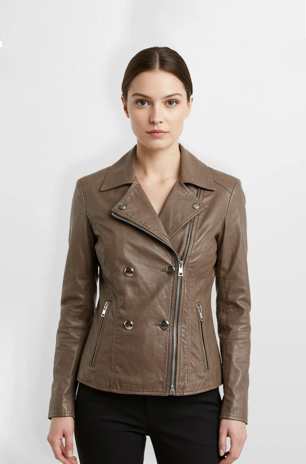 Premium Leather Double-Breasted Jacket