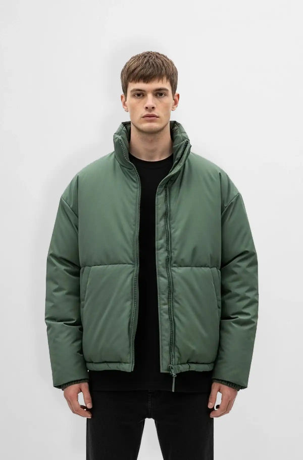 Premium Mint Green Puffer Jacket Front view
