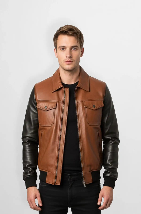 Rust Rebel Varsity Leather Jacket