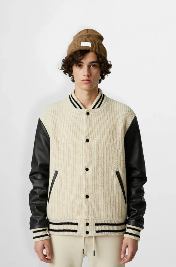 TwoTone Varsity Leather Jacket front view