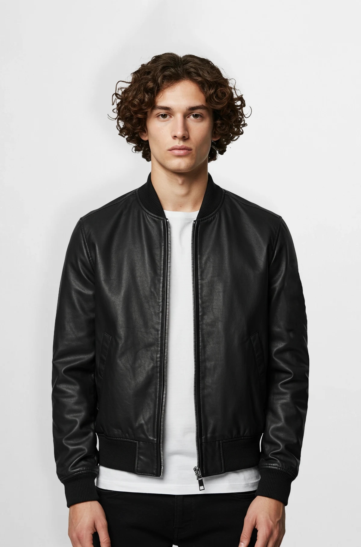 Black Bomber Leather Jacket