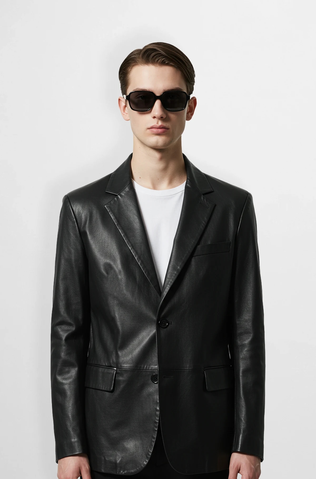 Men’s Classic Black Leather Blazer