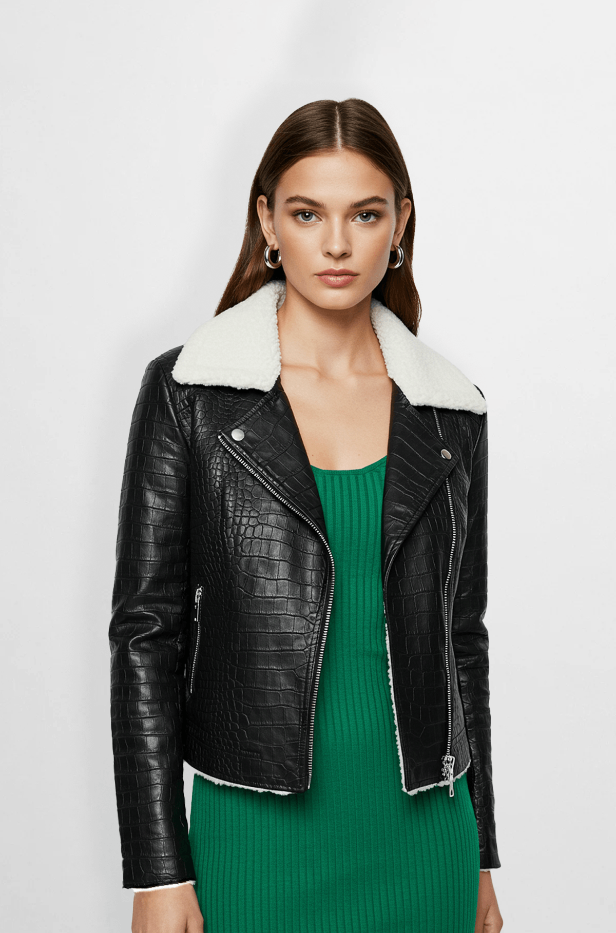 Black Moto Leather Jacket For Women