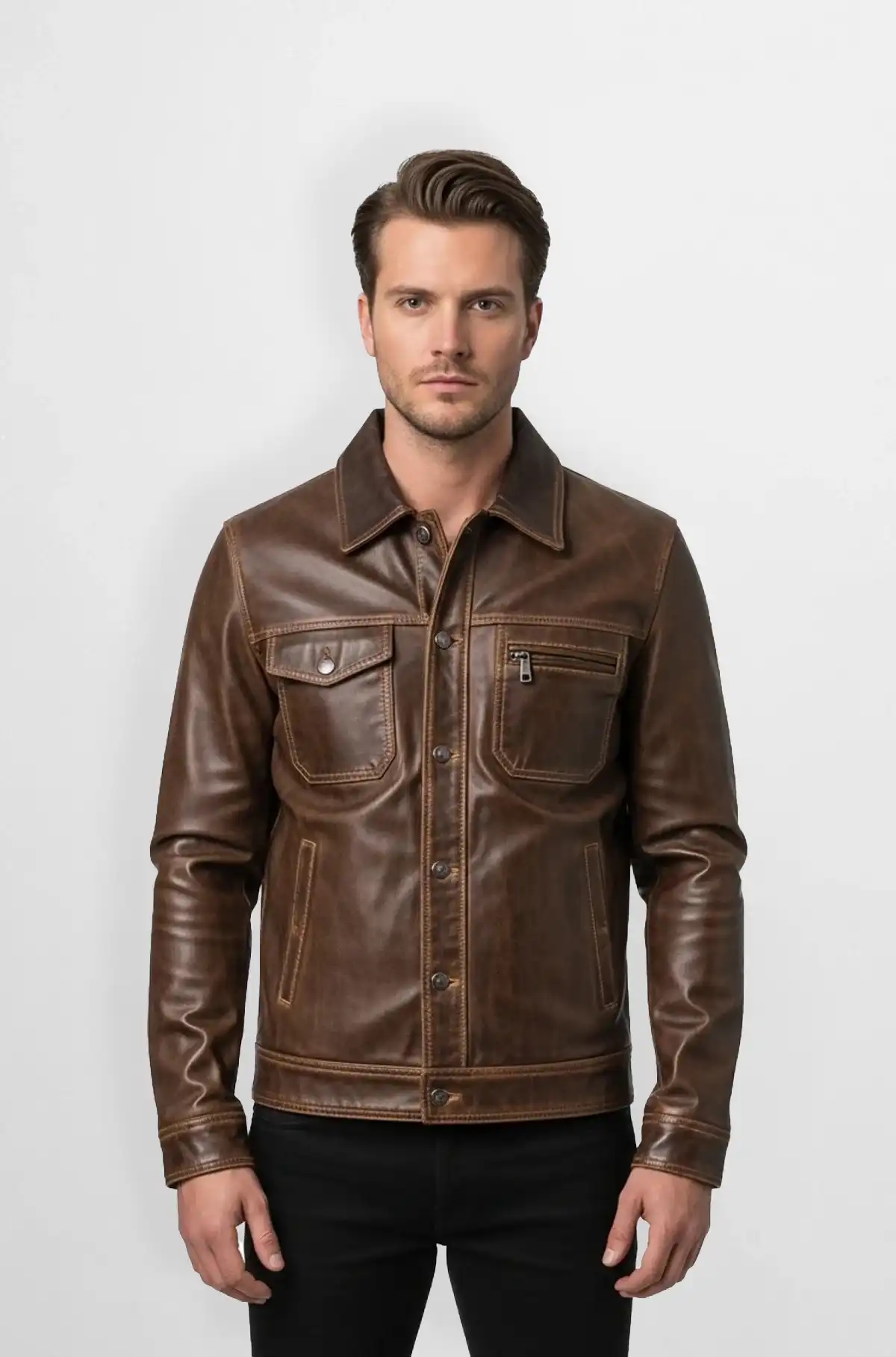 Bronze Brown Leather Jacket
