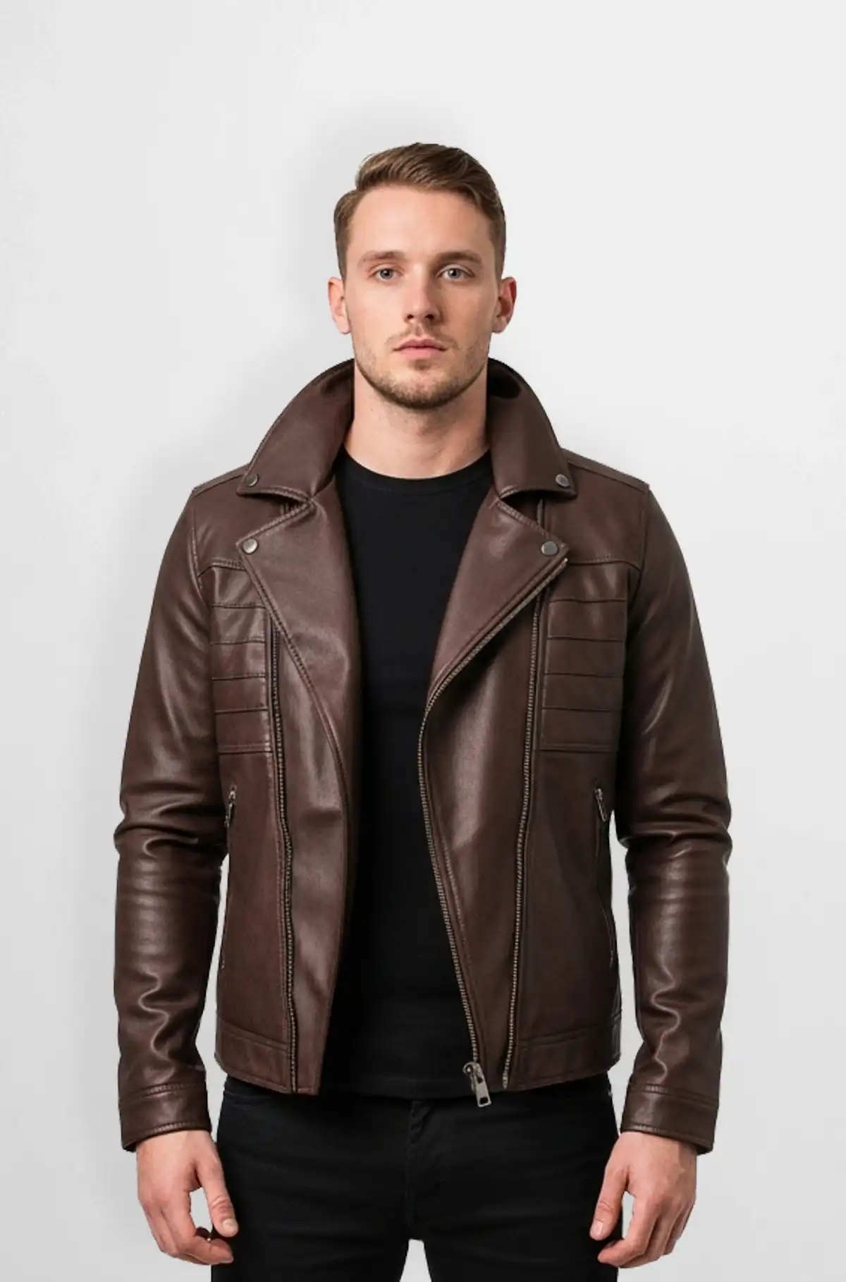 Brown Vintage Racer Leather Jacket