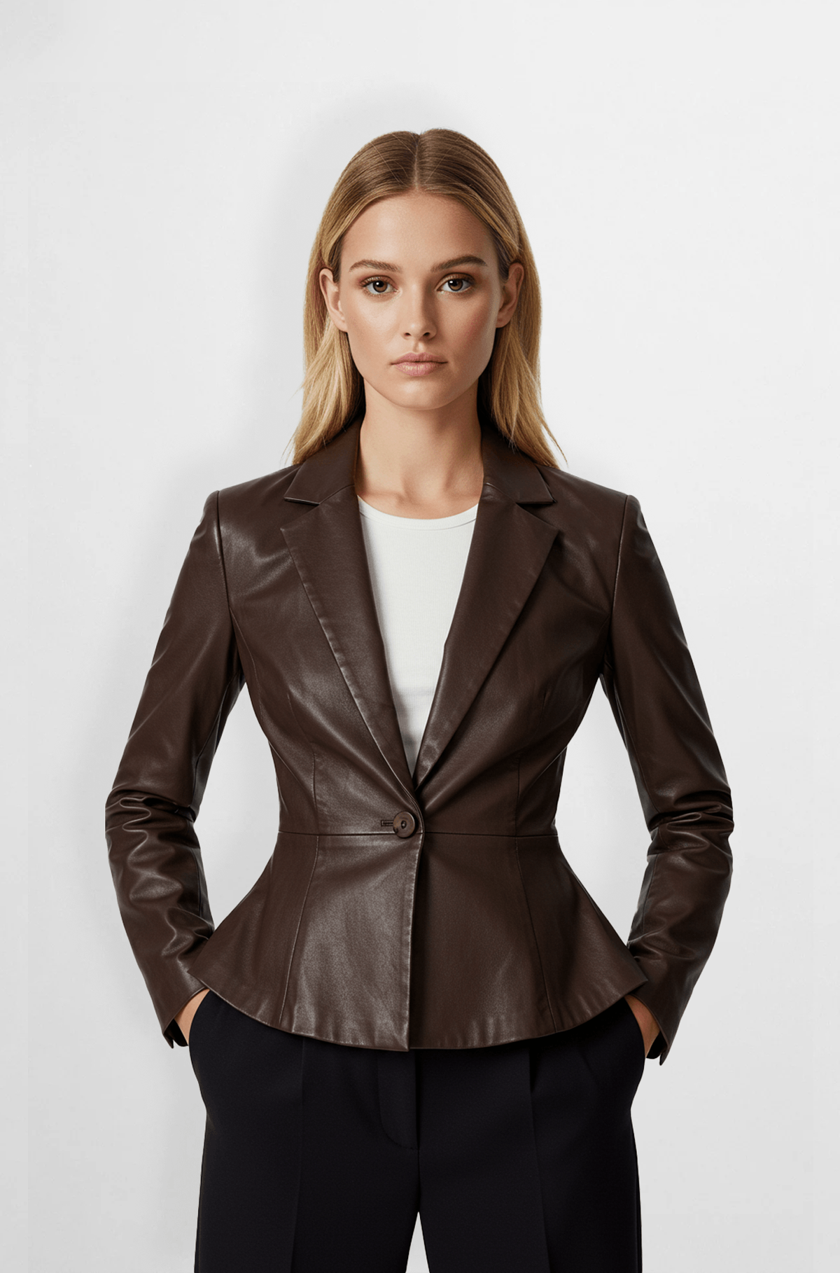brown leather blazer jacket
