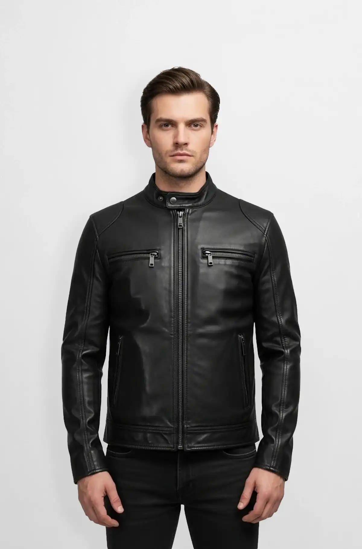 Coal Black  Moto Leather Jacket