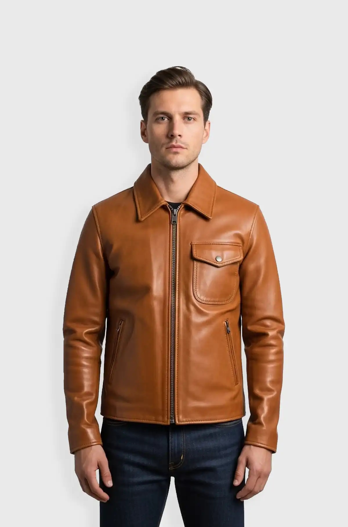 Genuine Tan Leather Jacket