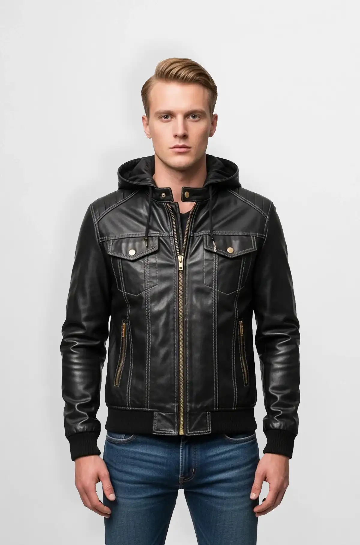 Intense Black Leather Biker Jacket