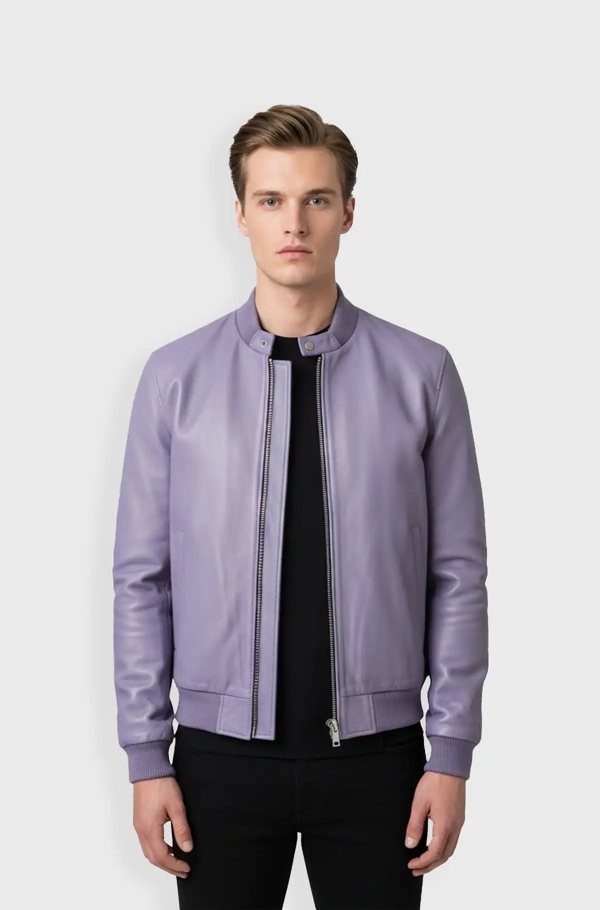 Lilac Luxe Bomber Leather Jacket