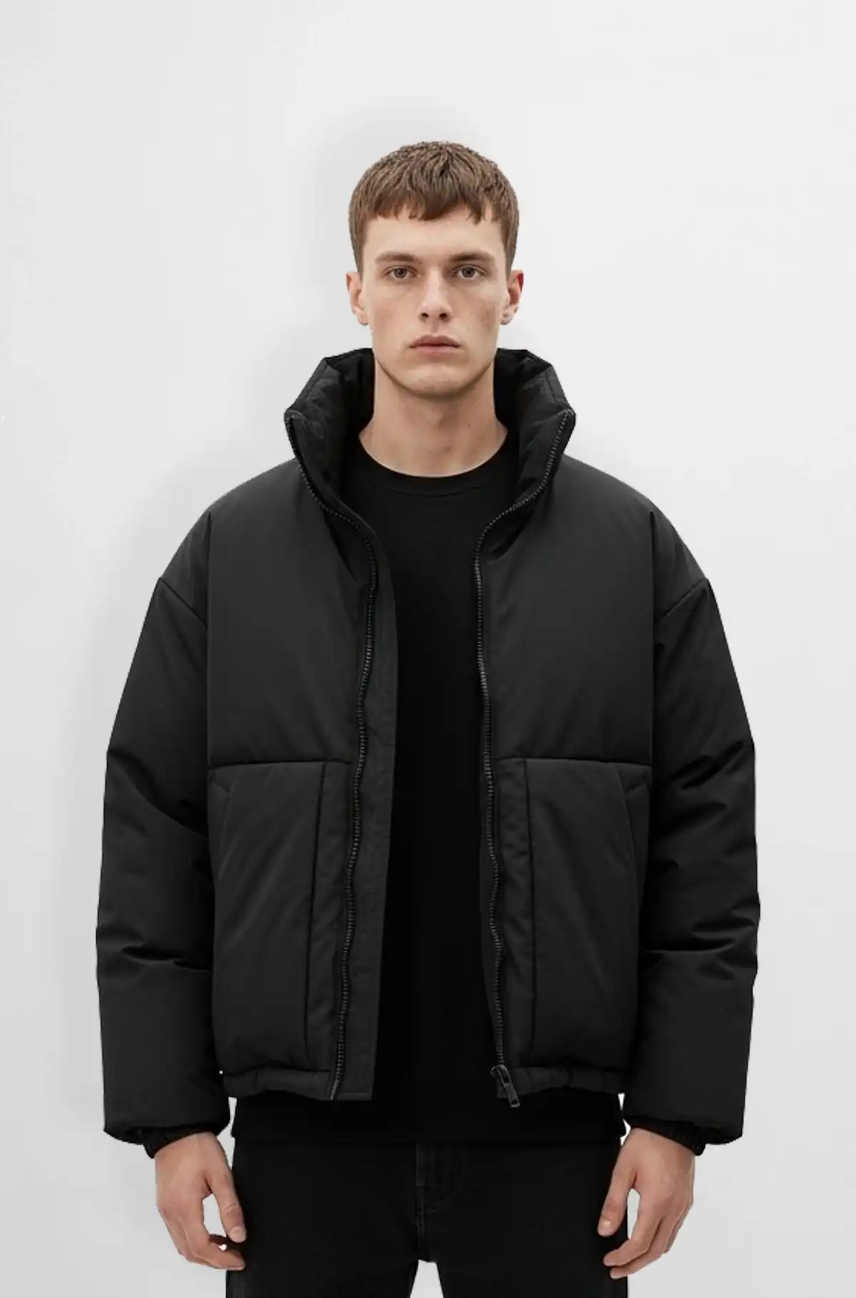 Matte Black Lightweight Puffer Jacket