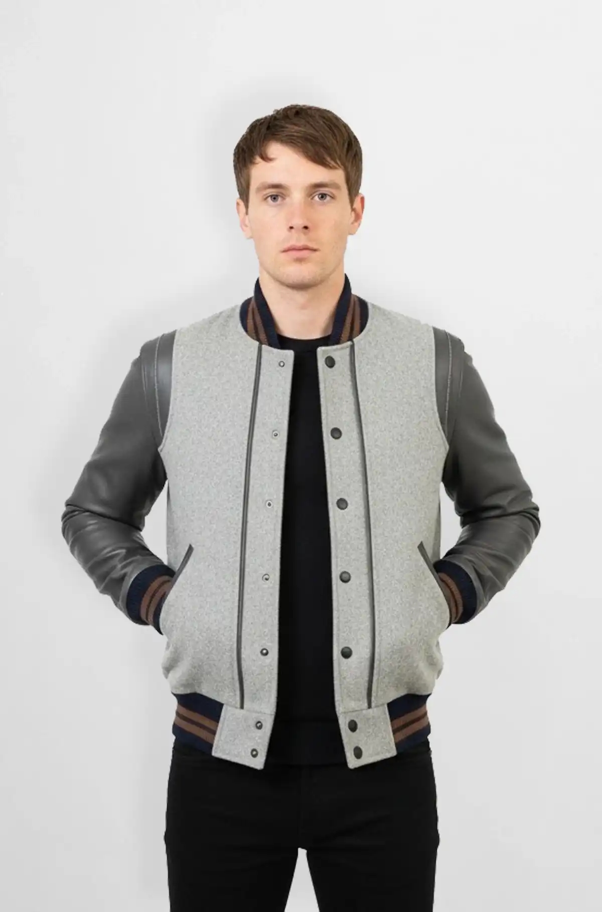 Midnight Alloy Grey Varsity Jacket
