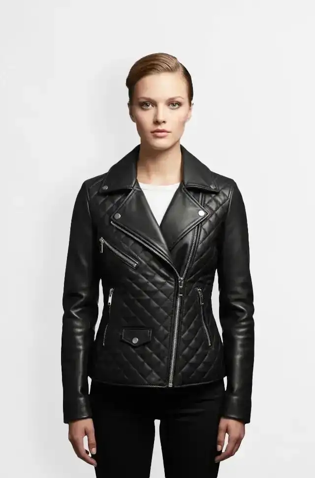 Midnight Diamond Quilted Biker jacket