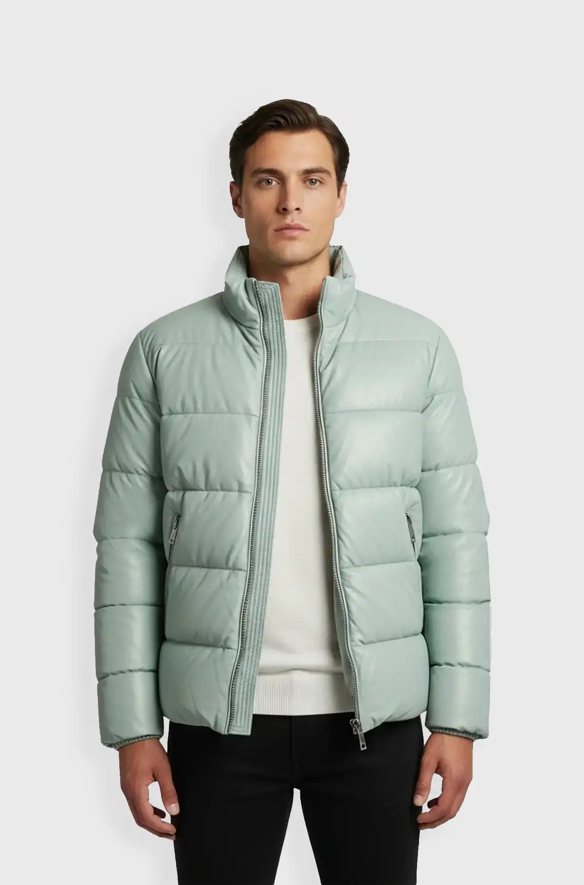 Mint Green Puffer Jacket for Men