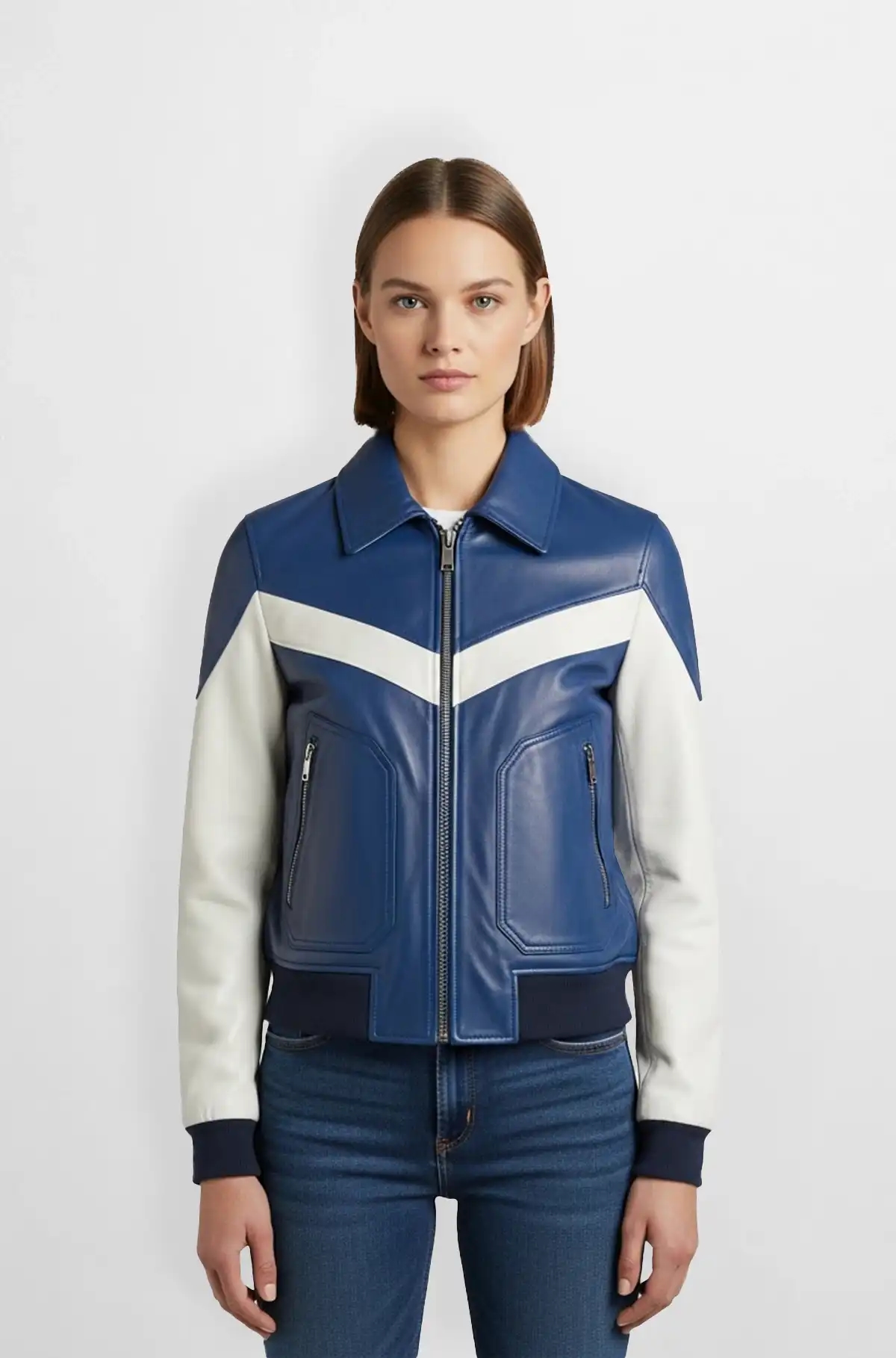 StratoDrift Blue Bomber Jacket