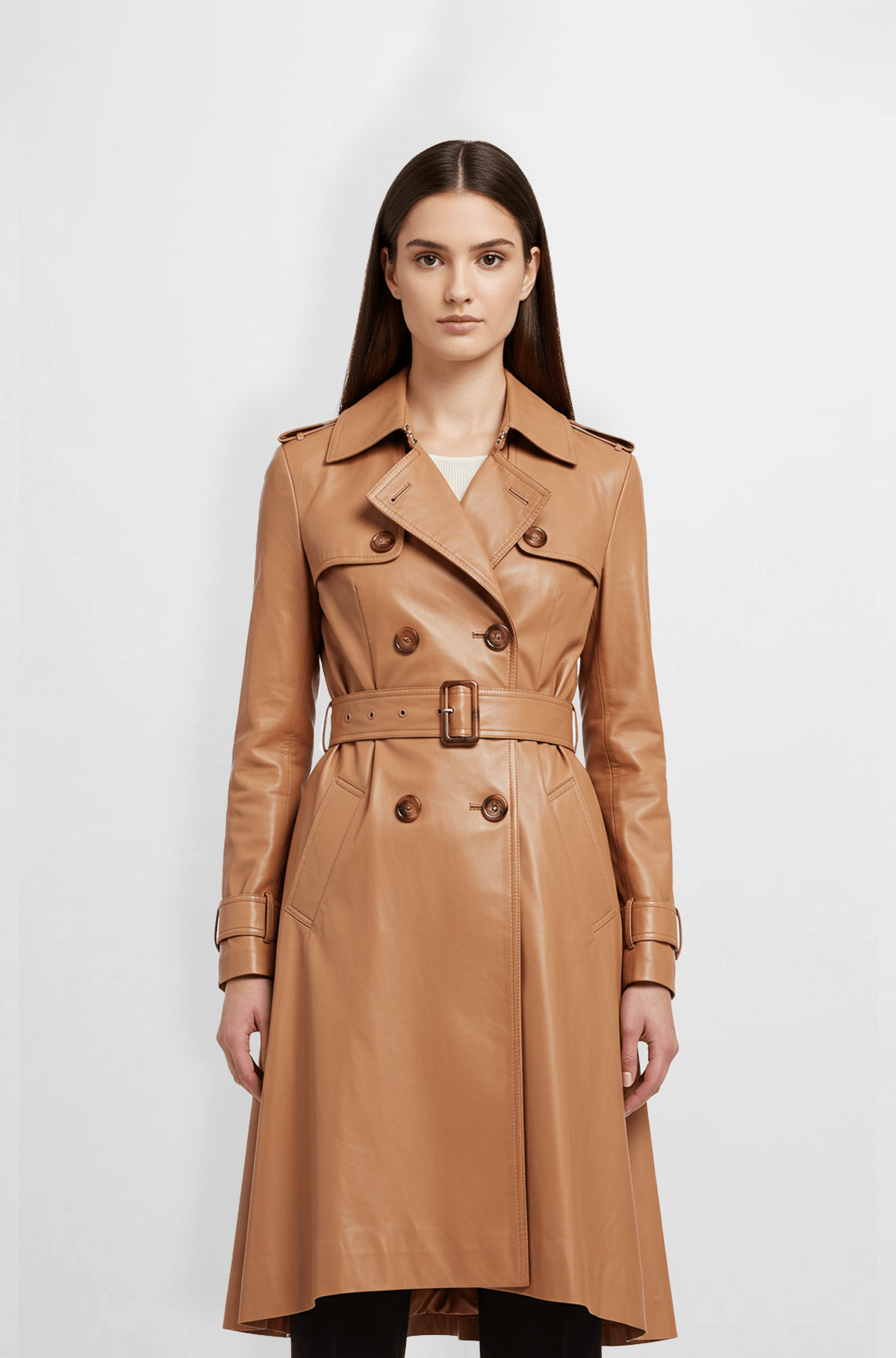  Tan Leather Trench Coat