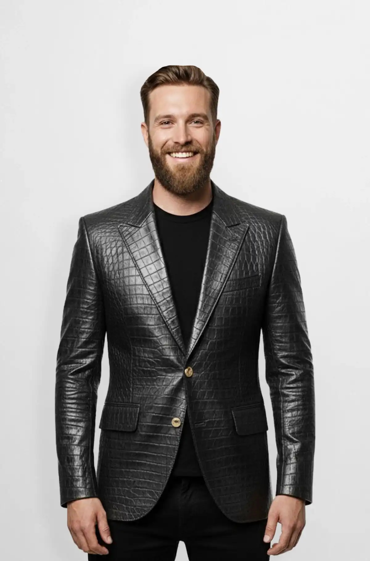 The Black Crocodile Leather Blazer