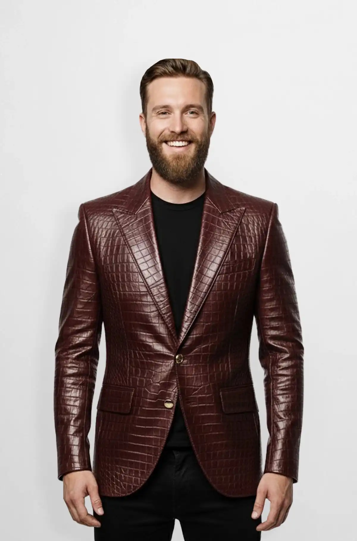 The Burgundy Crocodile Leather Blazer