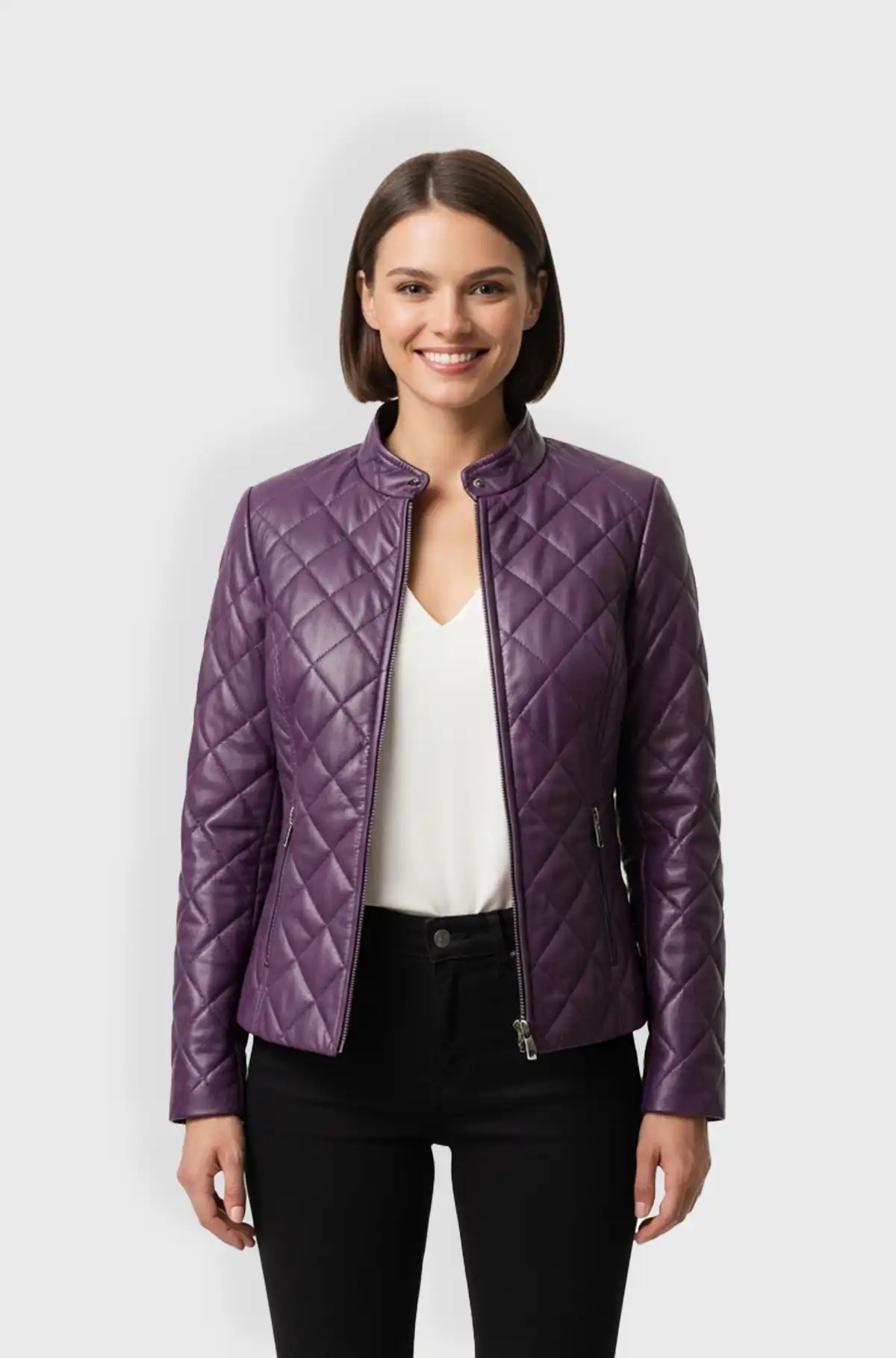 The Chic Purple Quilted Leather Jacket