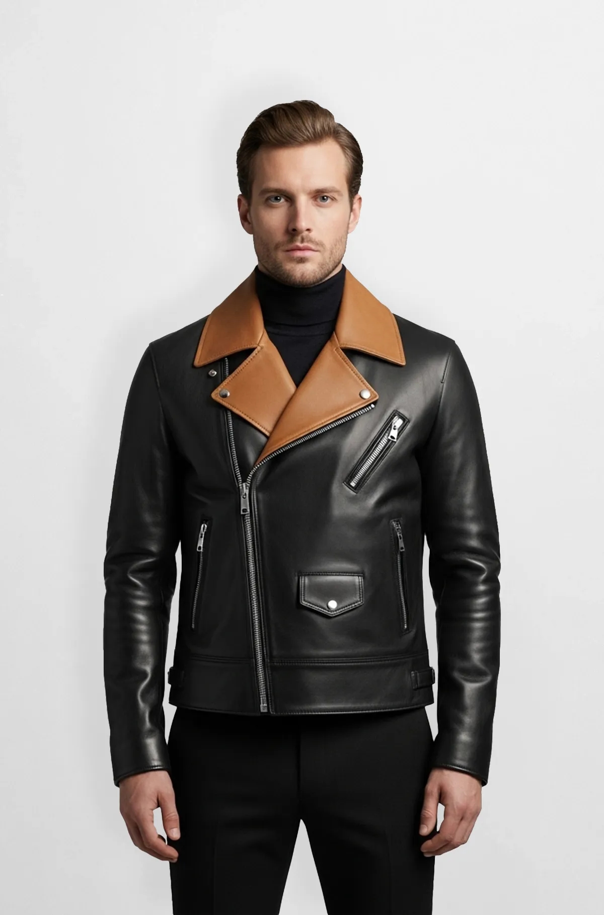 Vanguard Noir Tan Biker Jacket