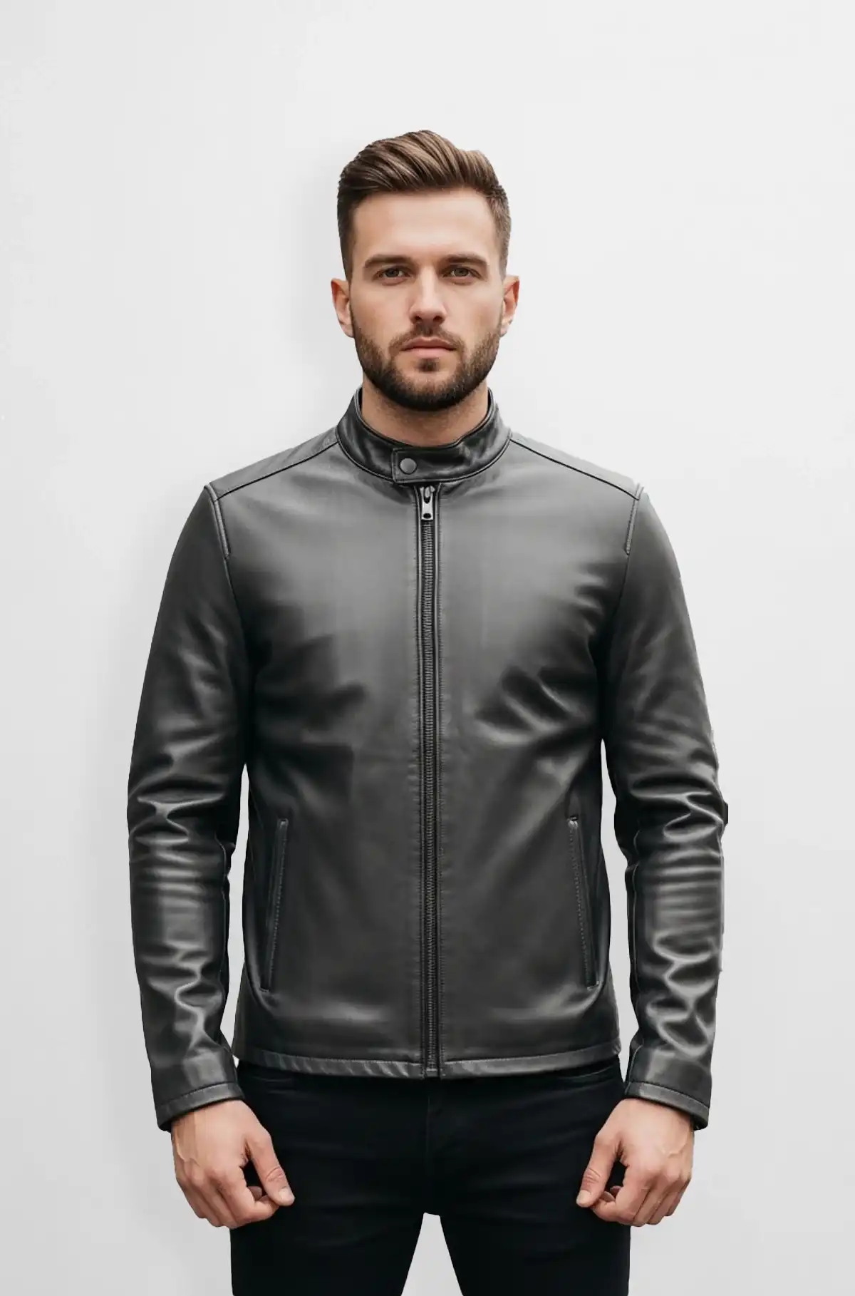 Void black leather jacket