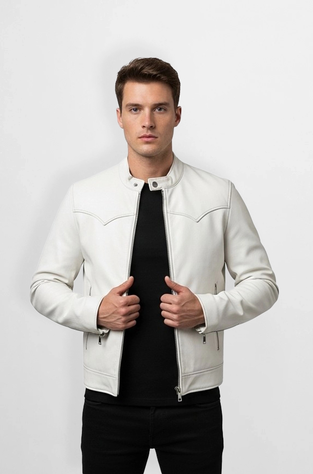 Western leather jacket with modern fit