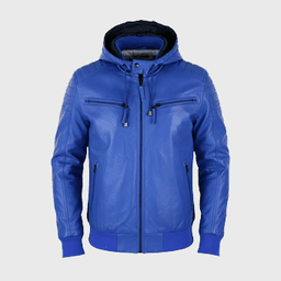 Mens Blue Leather Jackets with Hood - Shop Jackets | Fineyst