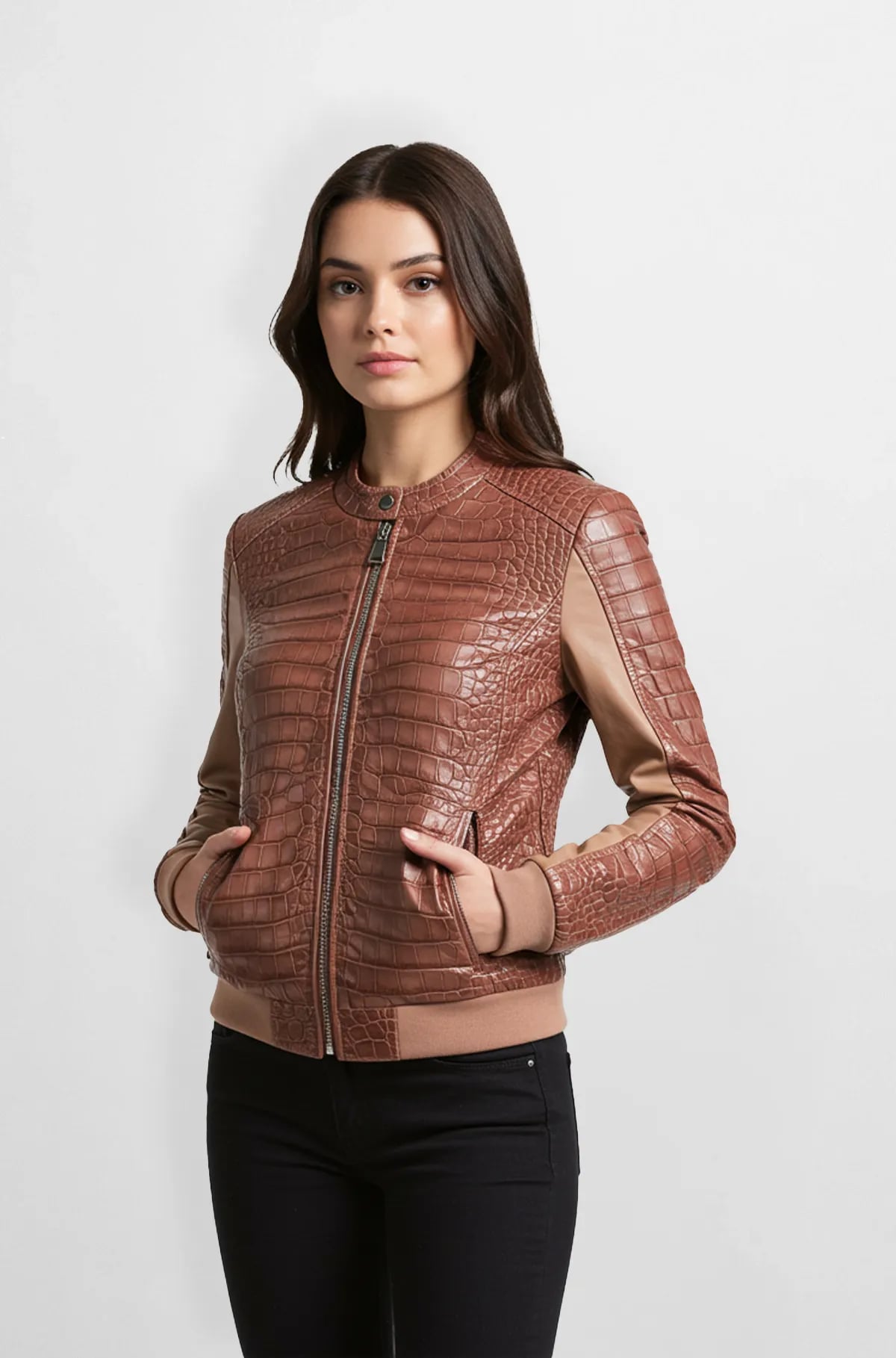 Amber Croc Luxe Bomber